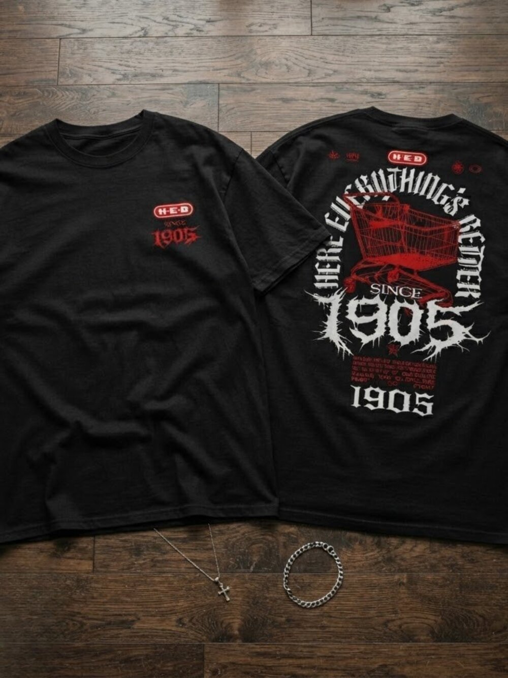 H-E-B Since 1905 Texas Grocery Store Double Sided Streetwear T-shirt